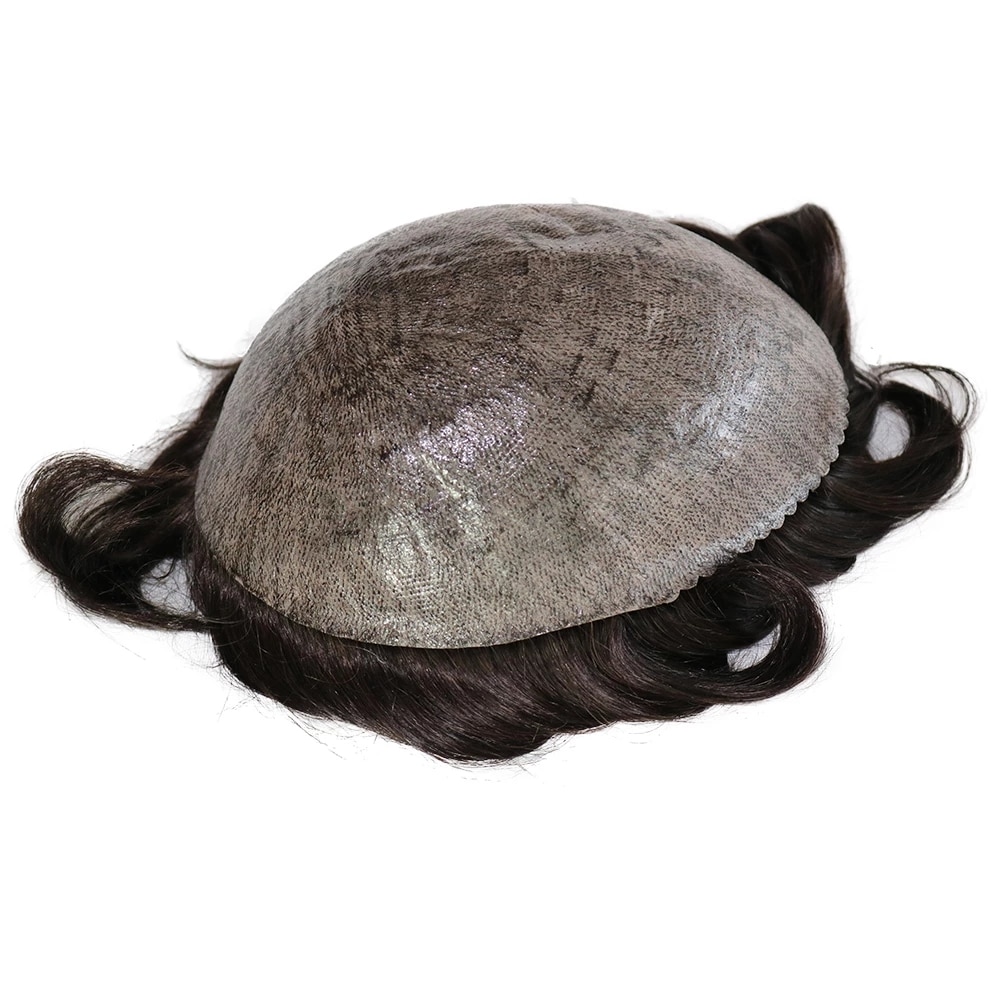 Perruque toupet pour hommes avec ligne de cheveux naturelle