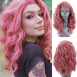 Perruque 20 Pouces Cheveux Ondules Rose