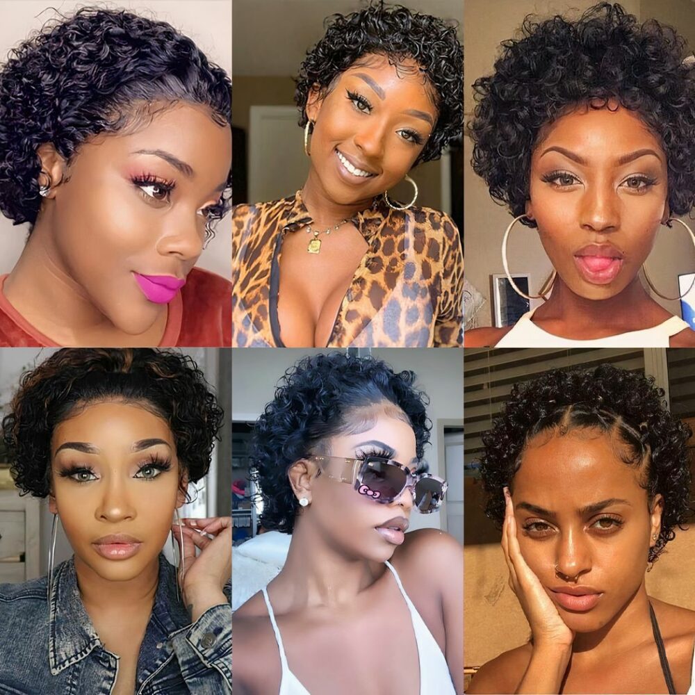Perruque Bob Lace Wig Remy Bresilienne Avec Cheveux Naturels Courts Et Boucles