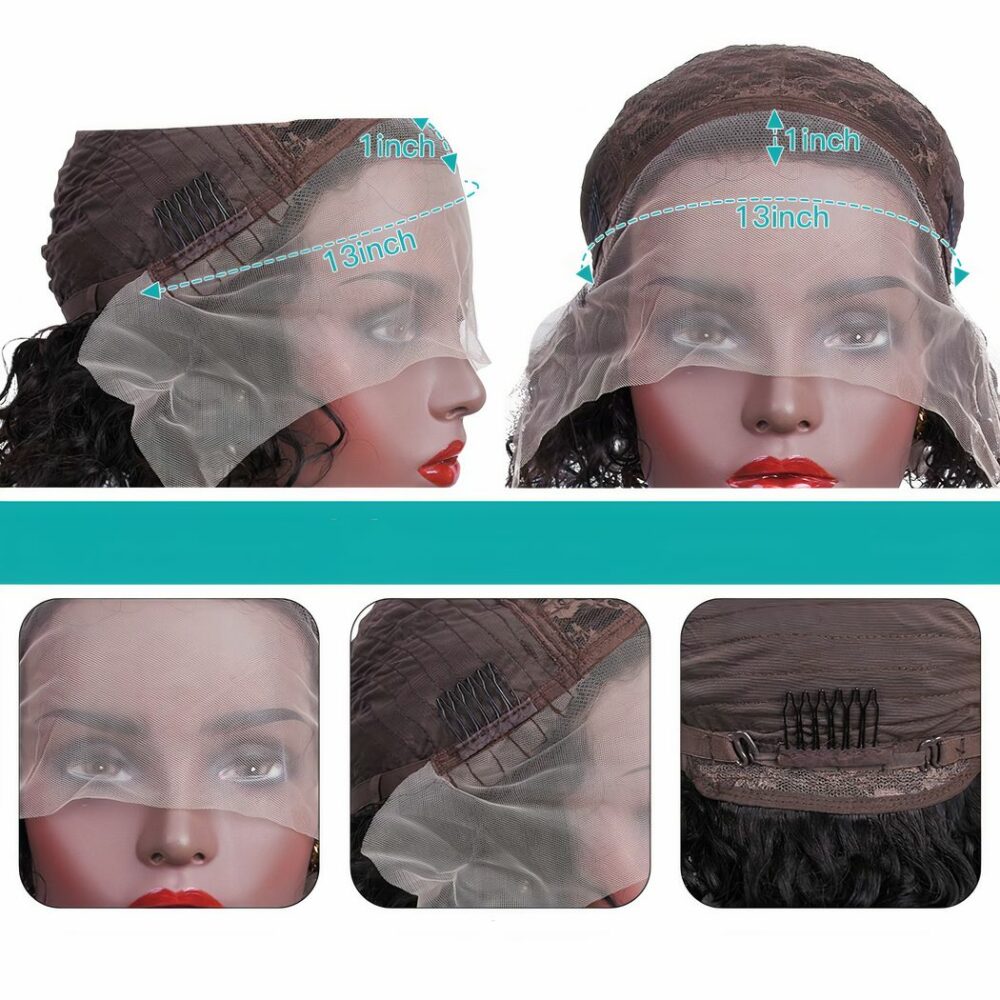 Perruque Bresilienne Courte Boucles En Dentelle Transparente 3