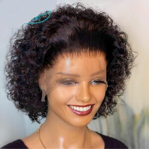 Perruque Bresilienne Courte Boucles En Dentelle Transparente 6