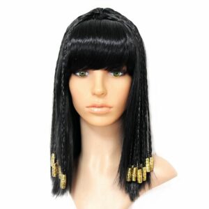 Perruque Cleopatre Cheveux Noirs Et Bijoux 4