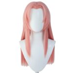 On voit un buste blanc orné de la perruque rose de Sakura jeune
