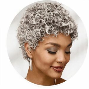 Perruque Grise Afro Cheveux Courts Et Boucles 2