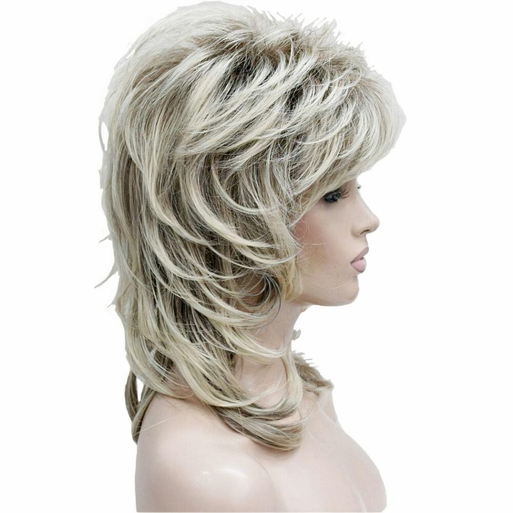Perruque Mi Longue Blonde Avec Racines Foncees Style Annee 80 4