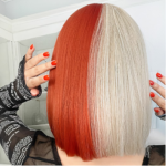 Perruque Mi Longue Blonde Et Rouge Pour Cosplay
