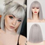 Perruque Mi Longue Gris Argente Pour Femme