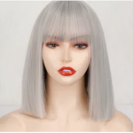 Perruque Mi Longue Gris Argente Pour Femme