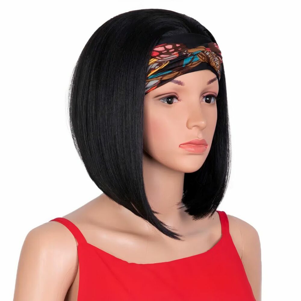 Perruque Noire Carree A Bandeau