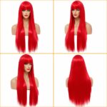 Perruque Synthetique Lisse Avec Frange Pour Femmes 3