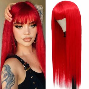 Perruque Synthetique Lisse Avec Frange Pour Femmes 4